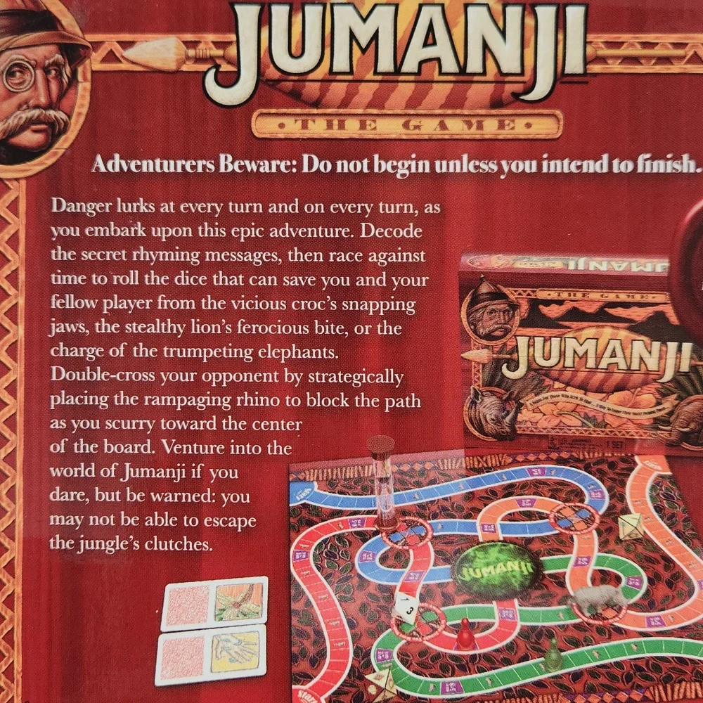 JUMANJI NWT Portable Board Game For Ages 5+, 2 Players, 2019, Cardinal/Columbia